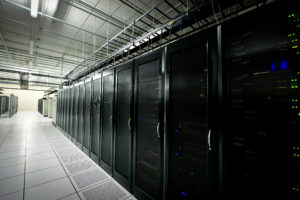 Interior view of a data center with equipment